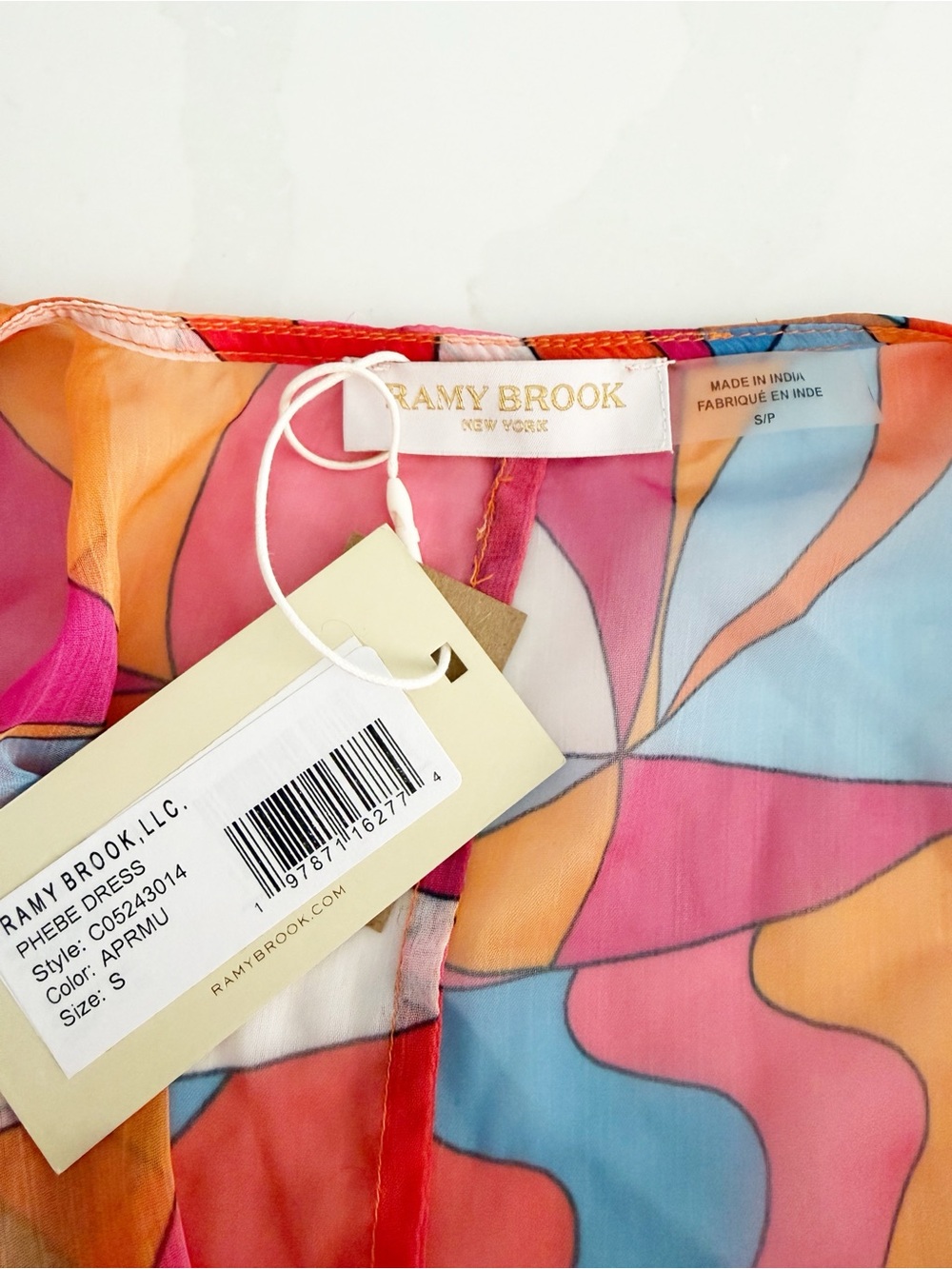 Ramy Brook Phebe Semi-Sheer Maxi Coverup Dress Apricot Multi Sz S MSRP $345 NWT - Picture 7 of 8